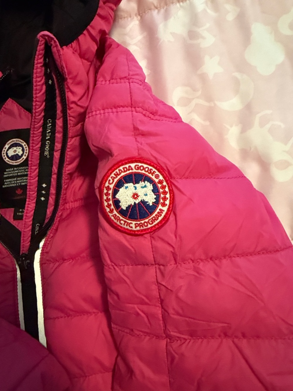 Canada Goose Girls Bright Pink Hooded Puffer Jacket